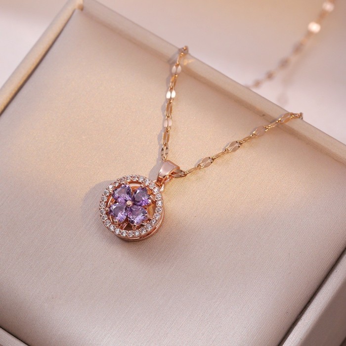 Necklace for Women, Internet Celebrity Style, Versatile, Niche, Sweet, High-End Rotating Necklace and Ring Set, Wholesale Accessories