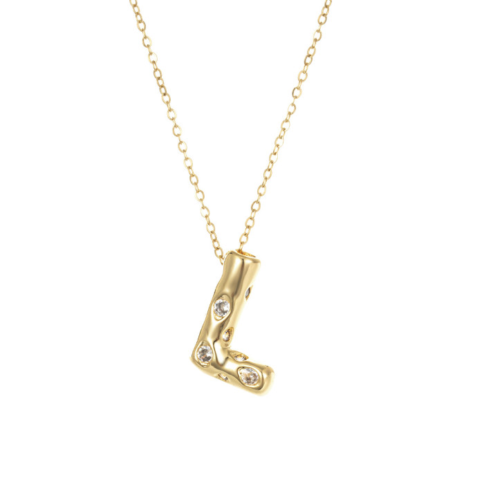 Necklace for Women Cross-Border Internet Celebrity Colorful 26 Letters Niche New Design Sense Elegant Simple English Titanium Steel Necklace
