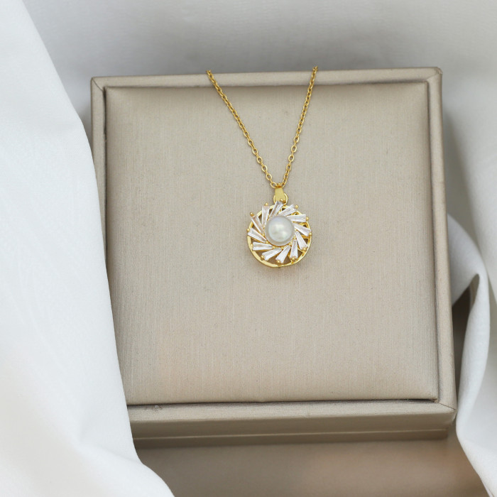 Necklace for Women Japanese and Korean Style Rotating Fashion Sunflower Zircon Necklace Unique Design Cross-Border Elegant Collarbone Chain
