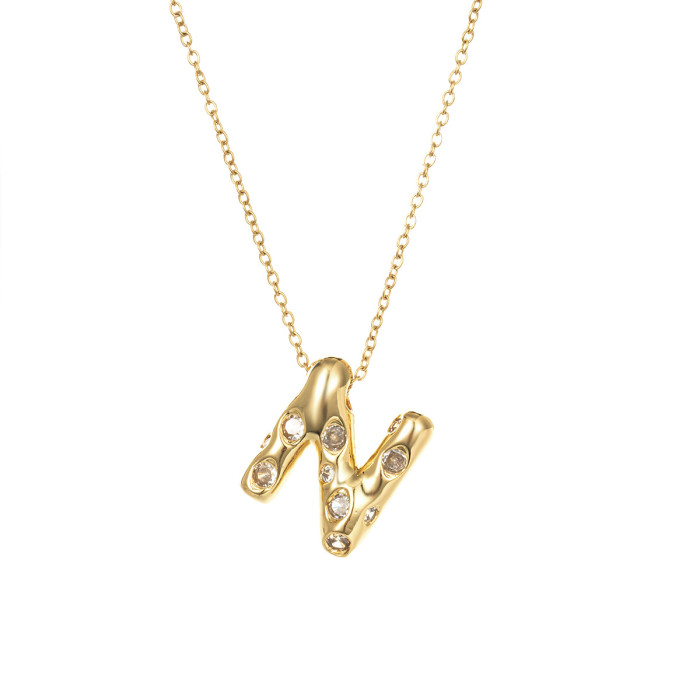 Necklace for Women Cross-Border Internet Celebrity Colorful 26 Letters Niche New Design Sense Elegant Simple English Titanium Steel Necklace