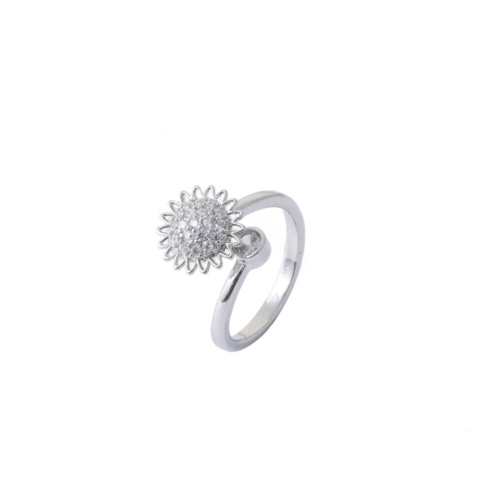Ring for Women Heart Zircon Open Ring Sweet Niche Design High-end Index Finger Ring Internet Celebrity Adjustable Ring