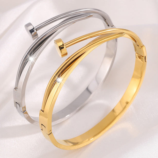 Titanium Steel Bracelet Korean Version Hot-Selling Bracelet for Women High-End Personality Couple Nail Internet Celeb...