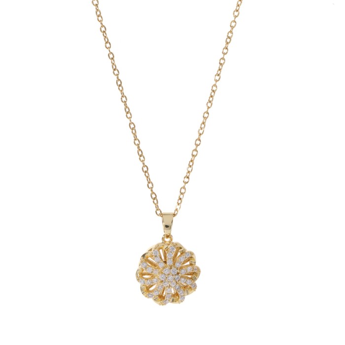 Necklace for Women, Internet Celebrity, European and American Style, Zircon Flower, Niche New Design, Pendant with Sense of Style, Cross-Border Rotating Titanium Steel Necklace
