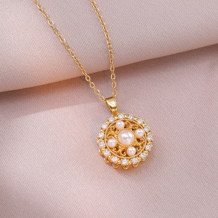 Necklace for Women Internet Celebrity Four-Leaf Flower Zircon Flower Niche New Design Pendant Elegant Titanium Steel...