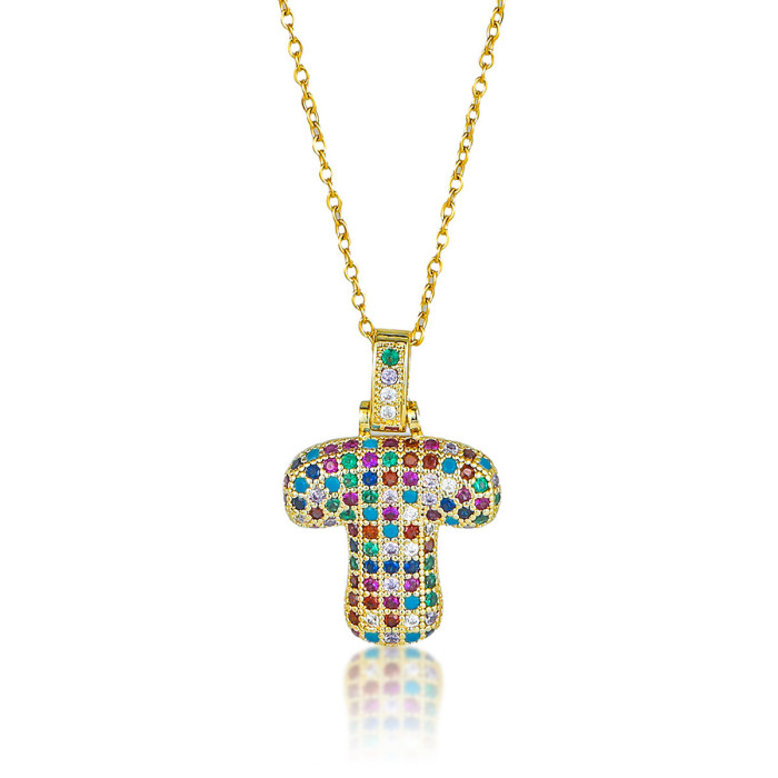 Necklace for Women Cross-Border Hip-Hop Colorful Zircon 26 English Letter Pendant European and American Fashion Chunky Letter Pendant Jewelry