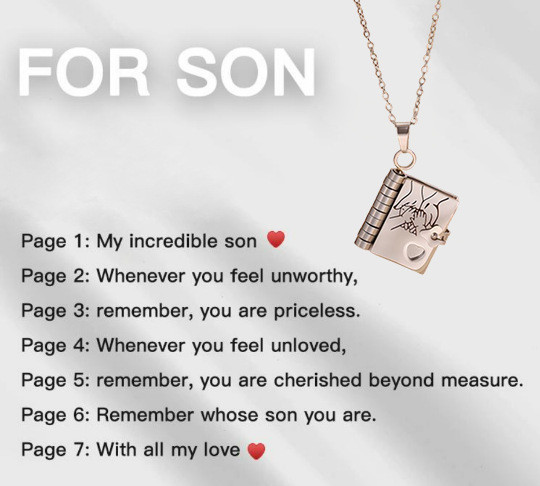 Creative Love Heart Book Titanium Steel Necklace with Words Openable Book Pendant Mother's Day Gift for Mom Grandma Birthday