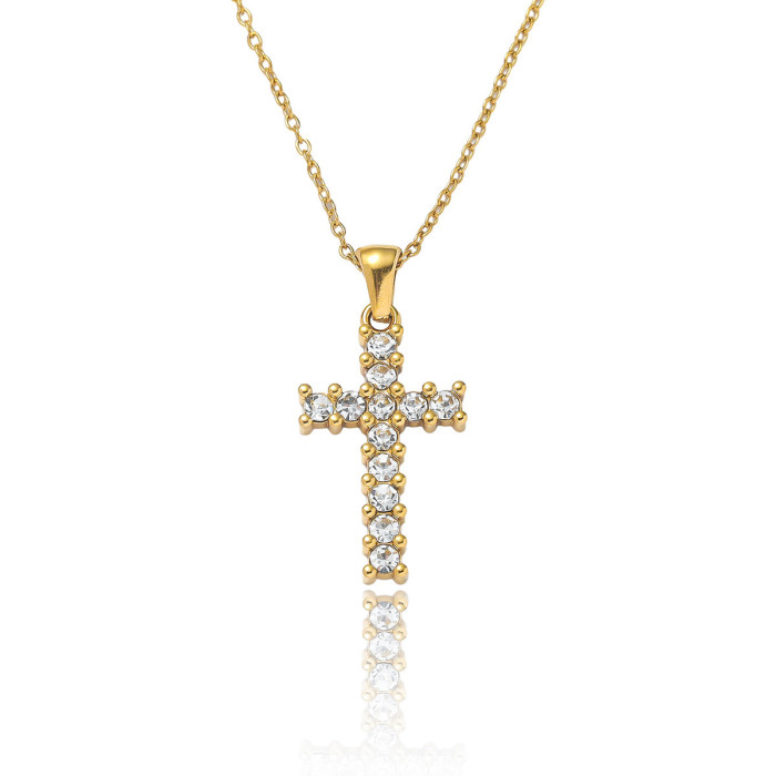 Titanium Steel Necklace for Women, Hot Item, Style Cross Necklace, Simple Niche Design, Zircon Stainless Steel Collar...