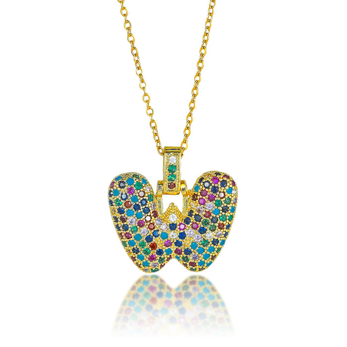 Necklace for Women Cross-Border Hip-Hop Colorful Zircon 26 English Letter Pendant European and American Fashion Chunky Letter Pendant Jewelry