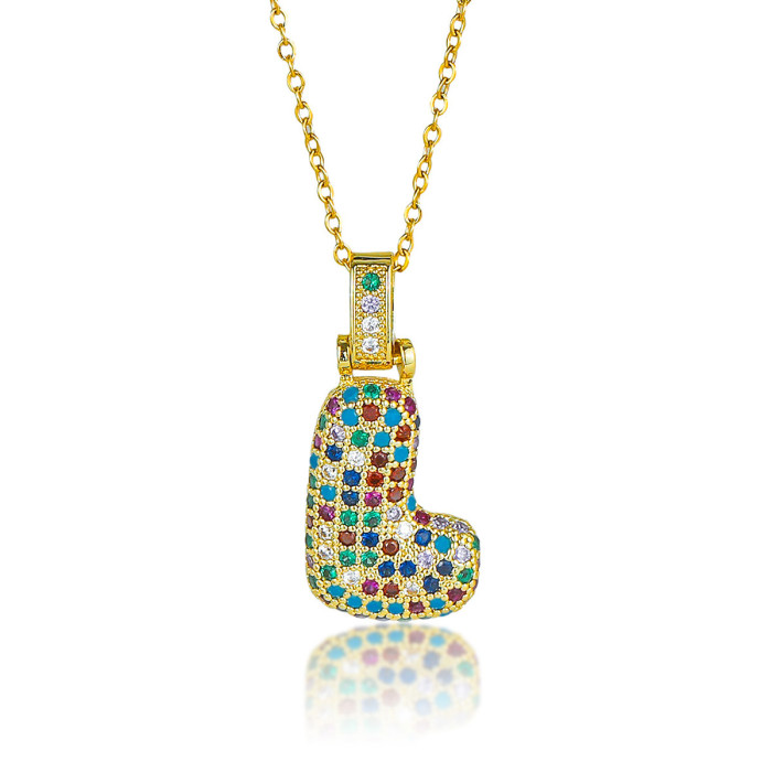 Necklace for Women Cross-Border Hip-Hop Colorful Zircon 26 English Letter Pendant European and American Fashion Chunky Letter Pendant Jewelry