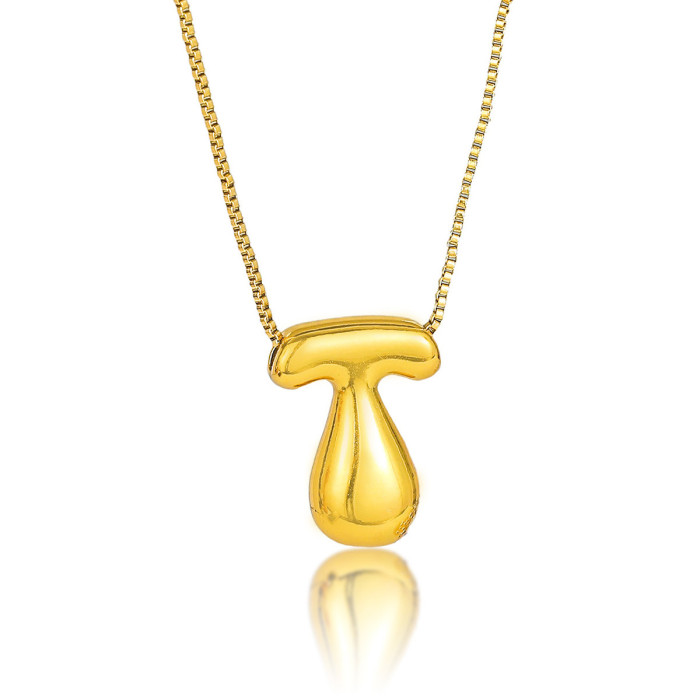 Necklace for Women European and American Cross-Border Balloon Bubble Letter Pendant Fashion Hip-Hop Three-Dimensional Chubby Titanium Steel Necklace Jewelry