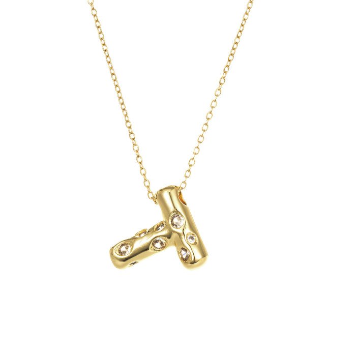 Necklace for Women Cross-Border Internet Celebrity Colorful 26 Letters Niche New Design Sense Elegant Simple English Titanium Steel Necklace
