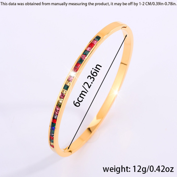 Titanium Steel Bracelet Colorful Single Row Stone Bracelet for Women High-end Feel Exquisite Personality Light Luxu...