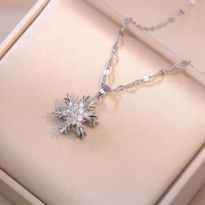 Necklace for Women, Internet Celebrity Style, Versatile, Niche, Sweet, High-End Rotating Necklace and Ring Set, Wholesale Accessories