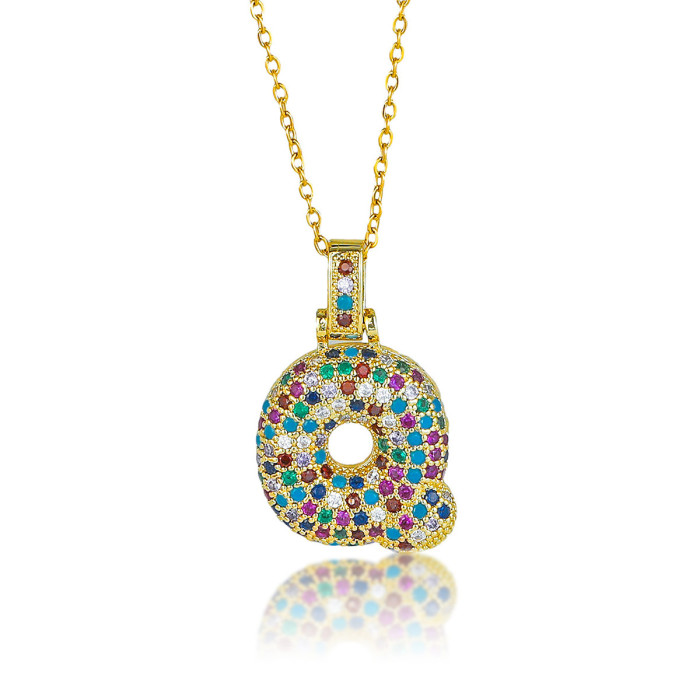 Necklace for Women Cross-Border Hip-Hop Colorful Zircon 26 English Letter Pendant European and American Fashion Chunky Letter Pendant Jewelry