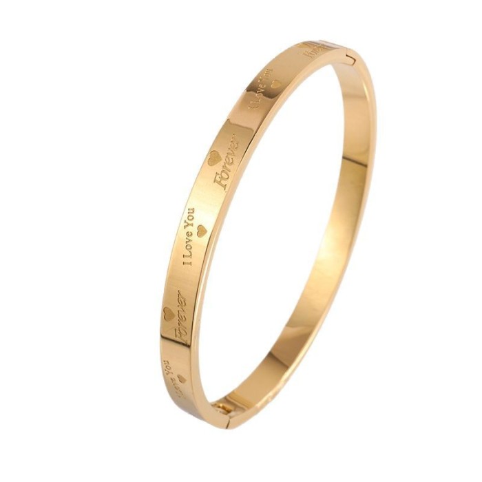 Titanium Steel Bracelet LOVE Heart Embossed Bracelet Jewelry Personalized Couple Design Love Meaning Stainless Steel Bracelet