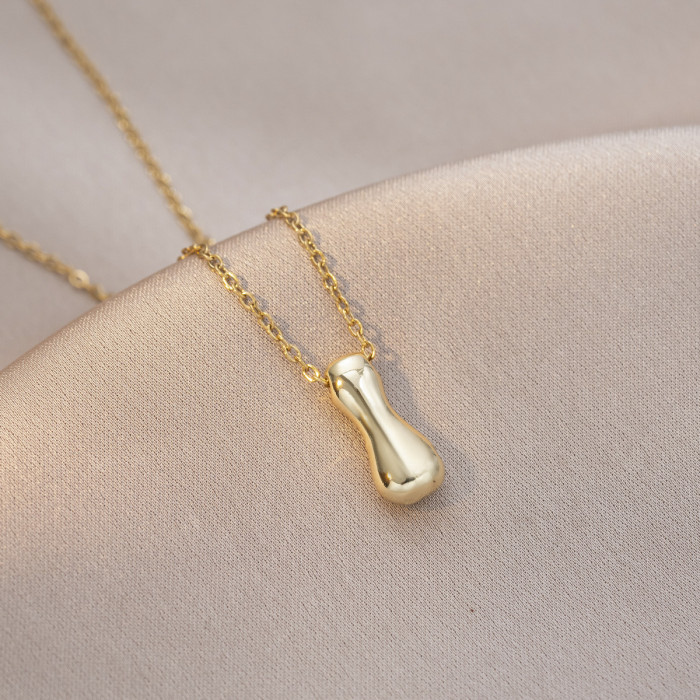 Necklace for Women Cross-Border Smooth Balloon Bubble Cute Chubby 26 English Letters European and American Style Elegant Collarbone Chain