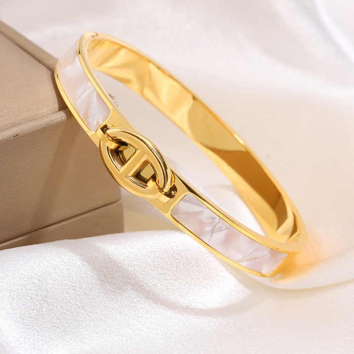 New Fashion Pig Nose Shell Stainless Steel Bracelet for Women, High-end Trendy Korean Style Couple Titanium Steel Bracelet Jewelry