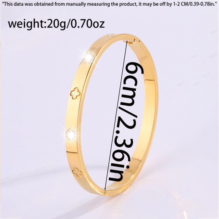 Titanium Steel Bracelet Four-Leaf Flower Embossed Bracelet for Women High-End Fashion Internet Celebrity Hot-Selling...