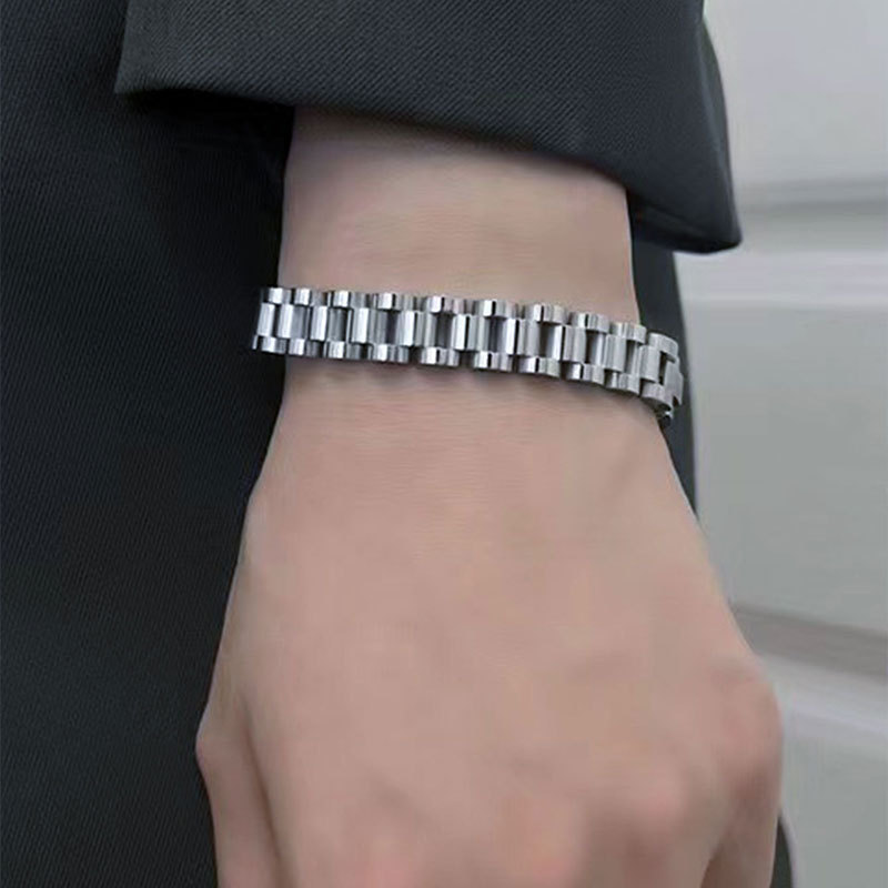 Stainless Steel Strap Bracelet High-End Feel Unisex Cross-Border New Fashion Retro Versatile Non-Fading Wristband Jewelry