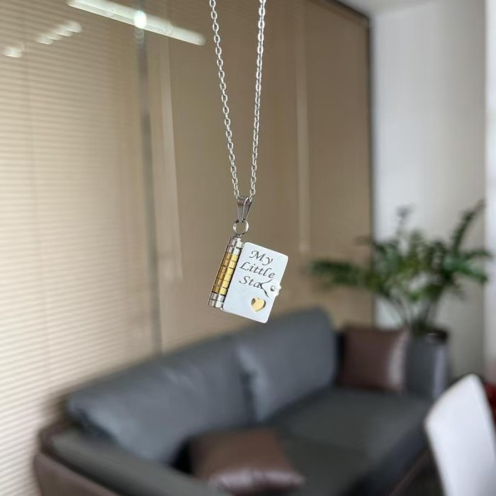 Cross-Border Hot Selling Titanium Steel Women's Love Letter Necklace Openable Pendant Couple New Style Personality Temperament Necklace Clavicle Chain