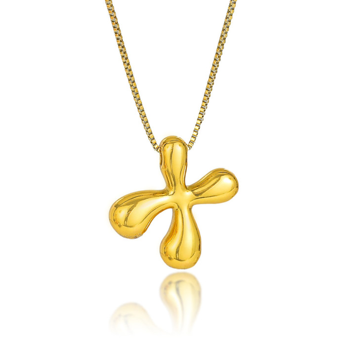 Necklace for Women European and American Cross-Border Balloon Bubble Letter Pendant Fashion Hip-Hop Three-Dimensional Chubby Titanium Steel Necklace Jewelry