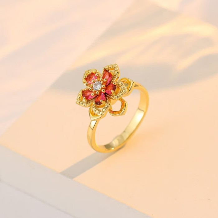 Necklace for Women, Internet Celebrity Rotating Bauhinia Zircon Flower, Niche Fashion New Design Pendant, Elegant Titanium Steel Necklace