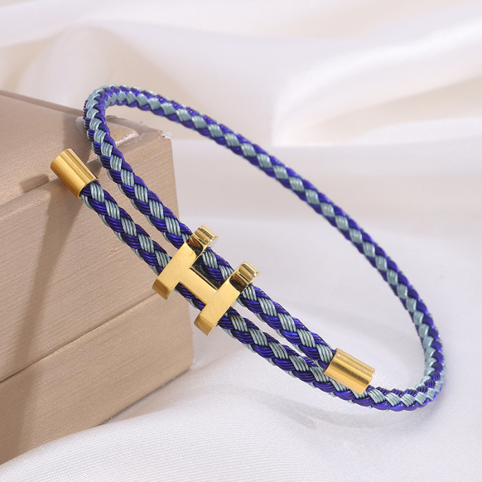 In Stock I-shaped Buckle Red Rope Bracelet 3D Hard Gold Adjustable Titanium Steel Waterproof Sweatproof Couple Lucky Rope Bracelet