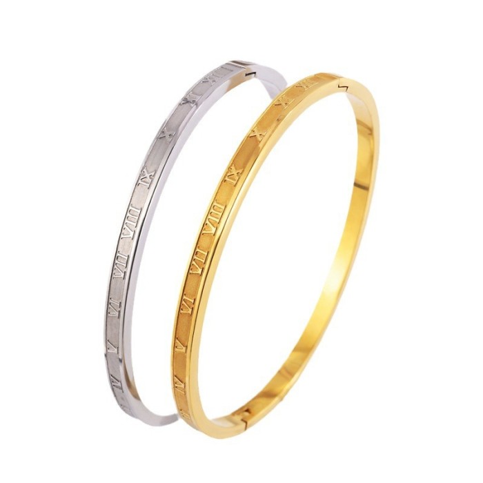 Titanium Steel Bracelet Vintage Versatile Thin Roman Style 18K Real Gold Bracelet for Women High-end Non-fading Fashion Bracelet