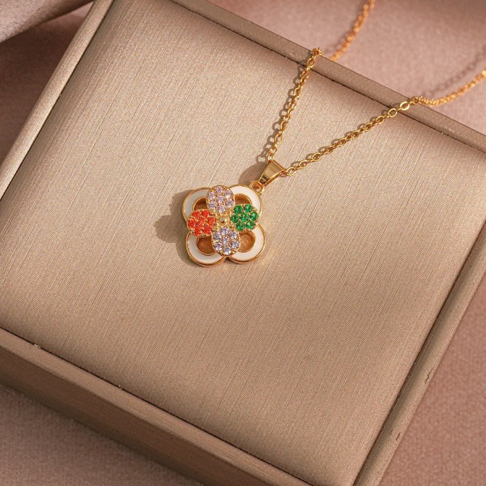 Necklace for Women, Internet Celebrity Style, Versatile, Niche, Sweet, High-End Rotating Necklace and Ring Set, Wholesale Accessories