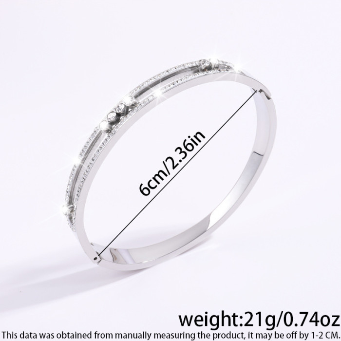 Titanium Steel Bracelet for Women, High-End Fully Stone-Set Stainless Steel Bangle, Niche Versatile Light Luxury Non-Fad...