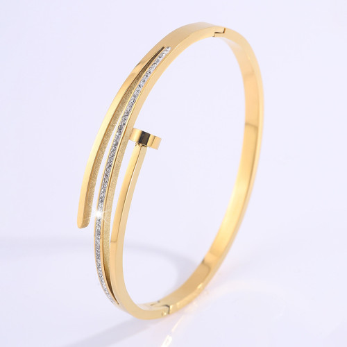 New Simple Stainless Steel Bracelet European and American Fashion Hot Selling Nail Row Diamond Bracelet Women's High-end Light Luxury Non-fading