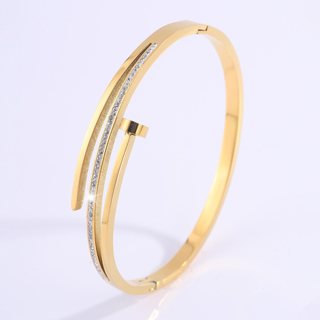New Simple Stainless Steel Bracelet European and American Fashion Hot Selling Nail Row Diamond Bracelet Women's High-end Light Luxury Non-fading
