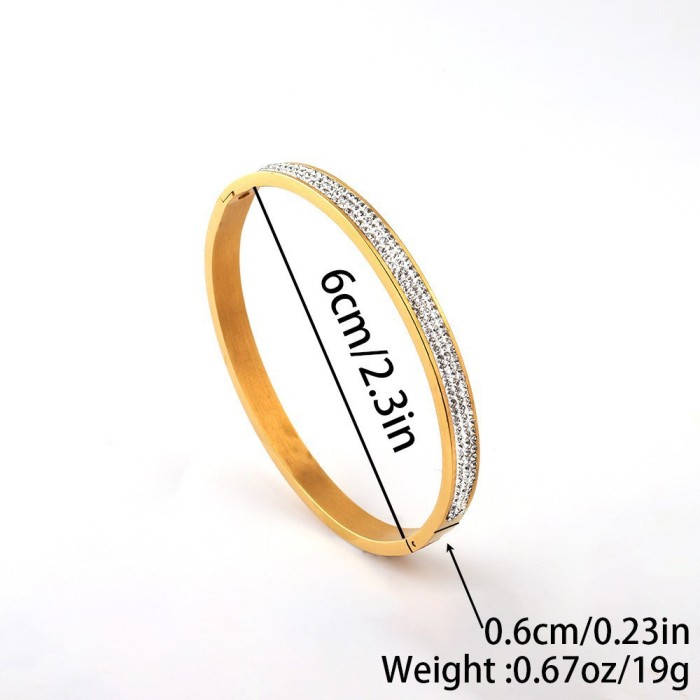 Titanium Steel Bracelet Electroplated Fully Stone-Set Stainless Steel Bracelet for Women High-end Fashion Light Luxury S...