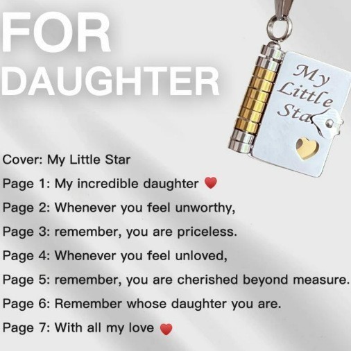 Creative Love Heart Book Titanium Steel Necklace with Words Openable Book Pendant Mother's Day Gift for Mom Grandma Birthday