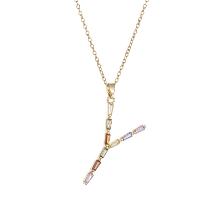 Necklace for Women Cross-Border Internet Celebrity Colorful 26 Letters Niche New Design Sense Elegant Simple English Titanium Steel Necklace