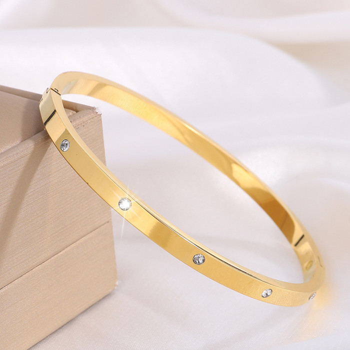 Titanium Steel Bracelet for Women High-End Fashion Cross-Border Luxury Exquisite Non-Fading Jewelry Stainless Steel Inlaid Diamond Bracelet