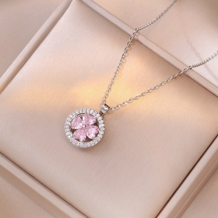 Necklace for Women, Internet Celebrity Style, Versatile, Niche, Sweet, High-End Rotating Necklace and Ring Set, Wholesale Accessories