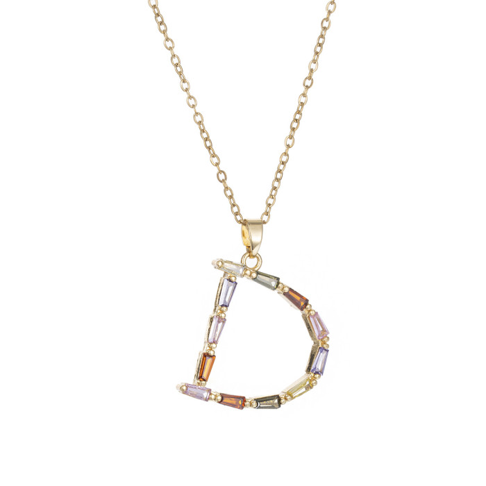 Necklace for Women Cross-Border Internet Celebrity Colorful 26 Letters Niche New Design Sense Elegant Simple English Titanium Steel Necklace