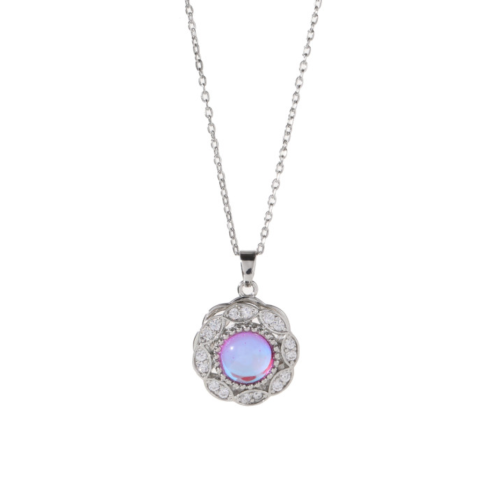 Necklace for Women Cross-Border Internet Celebrity Sunflower Zircon Flower Niche Rotating New Design Elegant Pendant Titanium Steel Necklace