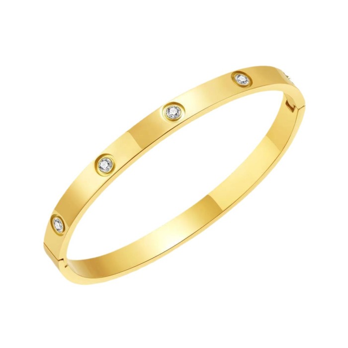 Titanium Steel Bracelet for Women, High-End Fully Stone-Set Stainless Steel Bangle, Niche Versatile Light Luxury Non-Fad...