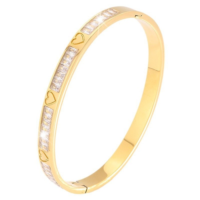 New Wide Version Heart-Shaped Embossed Stone Starry Sky Gold Bracelet for Women High-End Chanel Style Non-Fading Br...