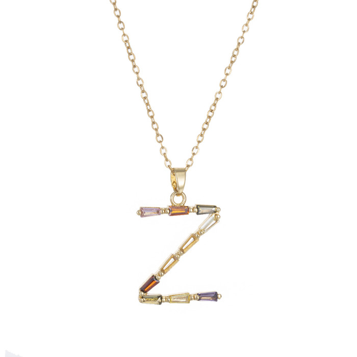 Necklace for Women Cross-Border Internet Celebrity Colorful 26 Letters Niche New Design Sense Elegant Simple English Titanium Steel Necklace