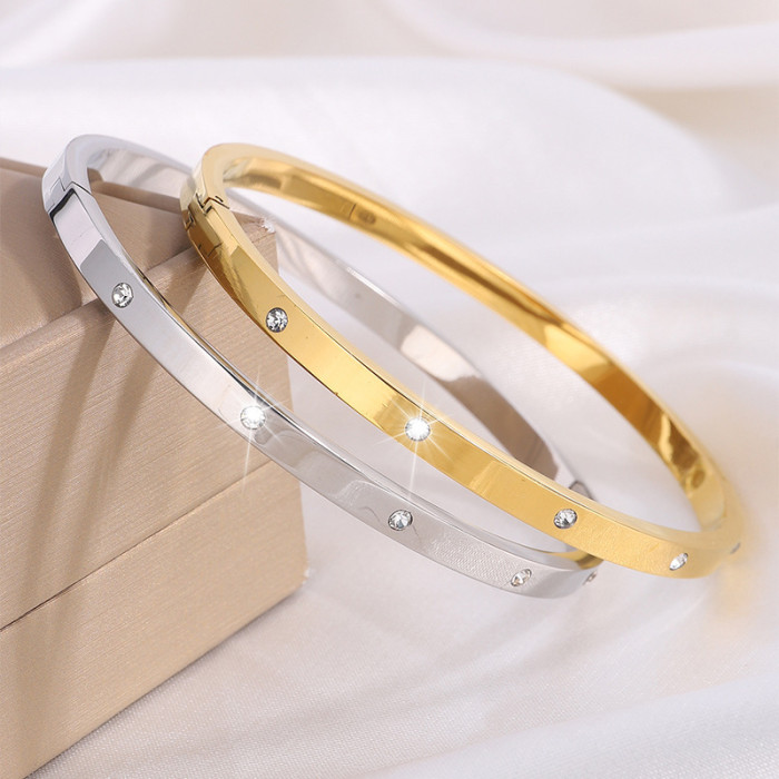 Titanium Steel Bracelet for Women High-End Fashion Luxury Exquisite Non-Fading Jewelry Stainless Steel Stone-Inlaid...