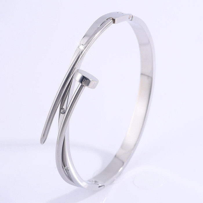 Titanium Steel Bracelet Korean Version Hot-Selling Bracelet for Women High-End Personality Couple Nail Internet Celeb...