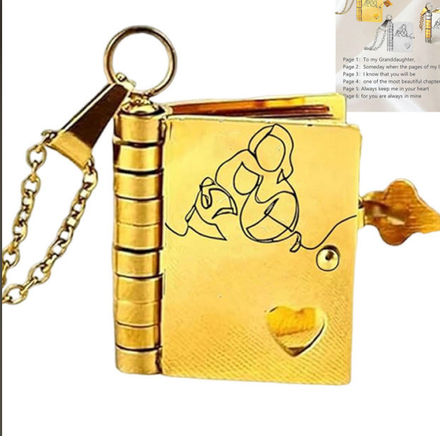 Cross-Border TK Heart Book Titanium Steel Necklace with Words Openable Book Pendant Mother's Day Gift for Mom or Grandma