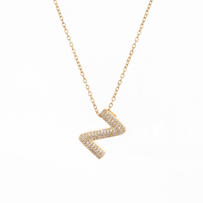 Necklace for Women Cross-Border 26 Letters Necklace Zircon Fashionable Temperament Pendant European and American Style Personality Simple Collarbone Chain