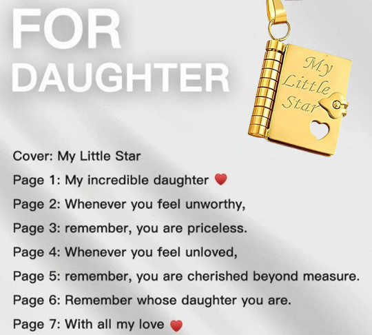 Creative Love Heart Book Titanium Steel Necklace with Words Openable Book Pendant Mother's Day Gift for Mom Grandma Birthday