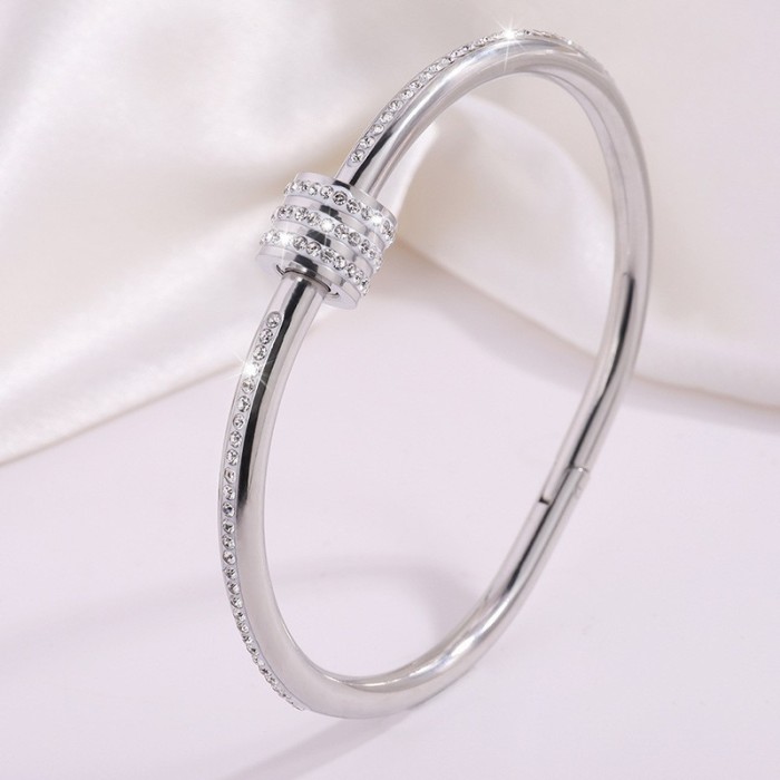 Fashion Stainless Steel Bracelet for Women Simple Versatile High-End Starry Sky Small Waist Fully Stone-Set Bracelet