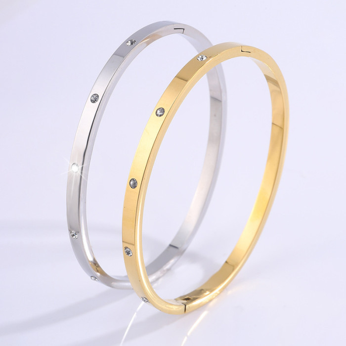 Titanium Steel Bracelet for Women High-End Fashion Luxury Exquisite Non-Fading Jewelry Stainless Steel Stone-Inlaid...