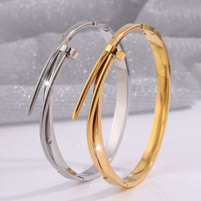 Titanium Steel Bracelet Korean Version Hot-Selling Bracelet for Women High-End Personality Couple Nail Internet Celeb...
